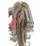 Extensie de par coada dreapta usor ondulata la varfuri cu cleste 55cm Blond Inchis cu Blond White Cod 0202L85H60